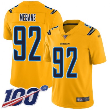 Los Angeles Chargers NFL Football Brandon Mebane Gold Jersey Men Limited 92 100th Season Inverted Legend